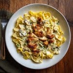 Serving bowl of One Pan Chicken with Buttered Noodles