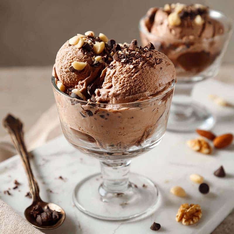Recipe card for high protein chocolate ice cream
