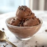 High protein chocolate ice cream in bowl