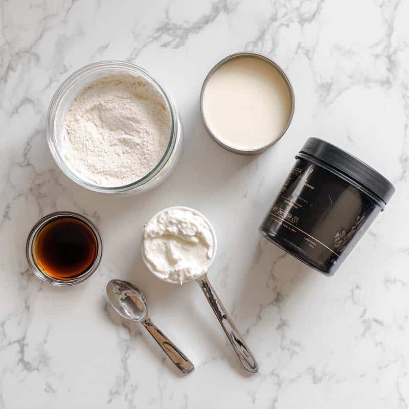 Ingredients for Ninja Creami vanilla protein ice cream