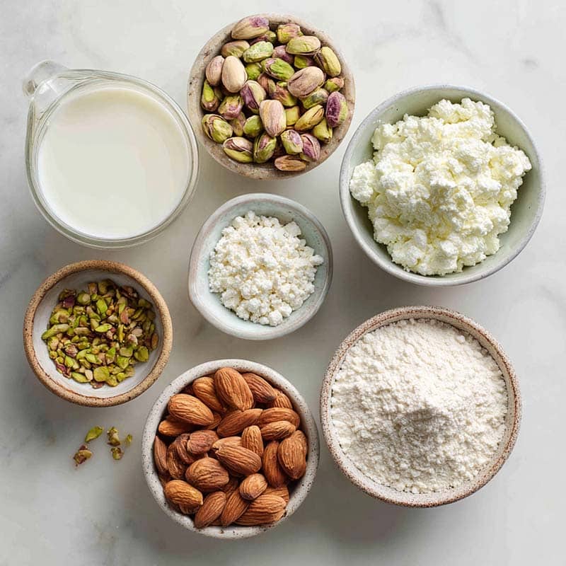 Ingredients for high protein pistachio ice cream