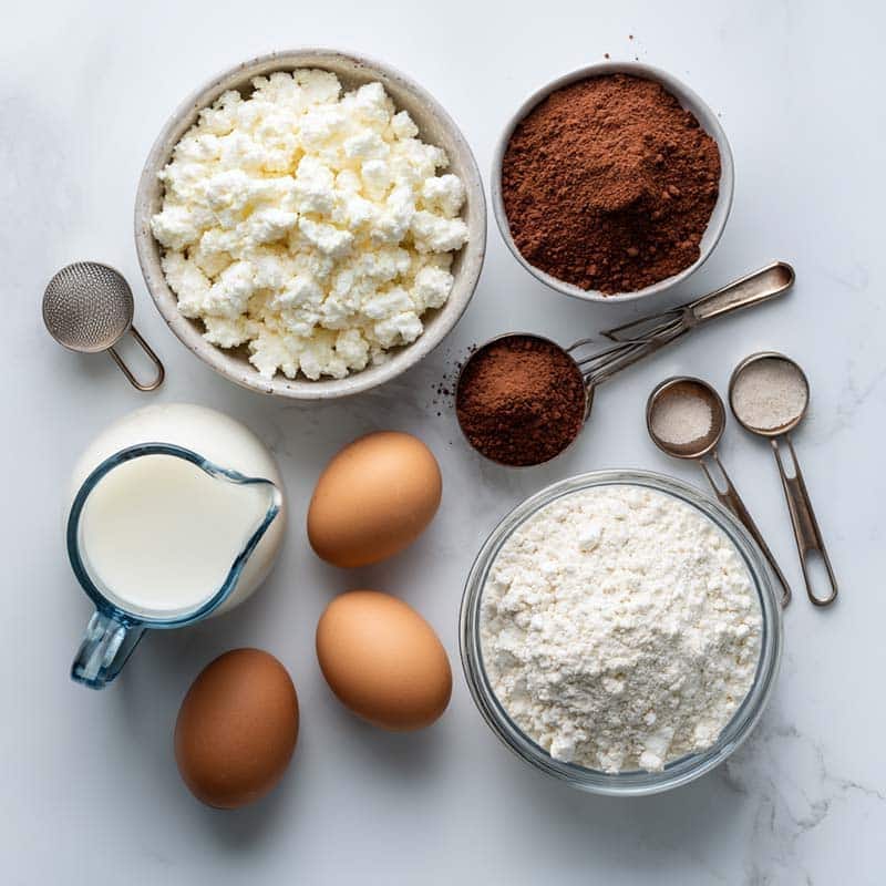 Ingredients for high protein cottage cheese brownies