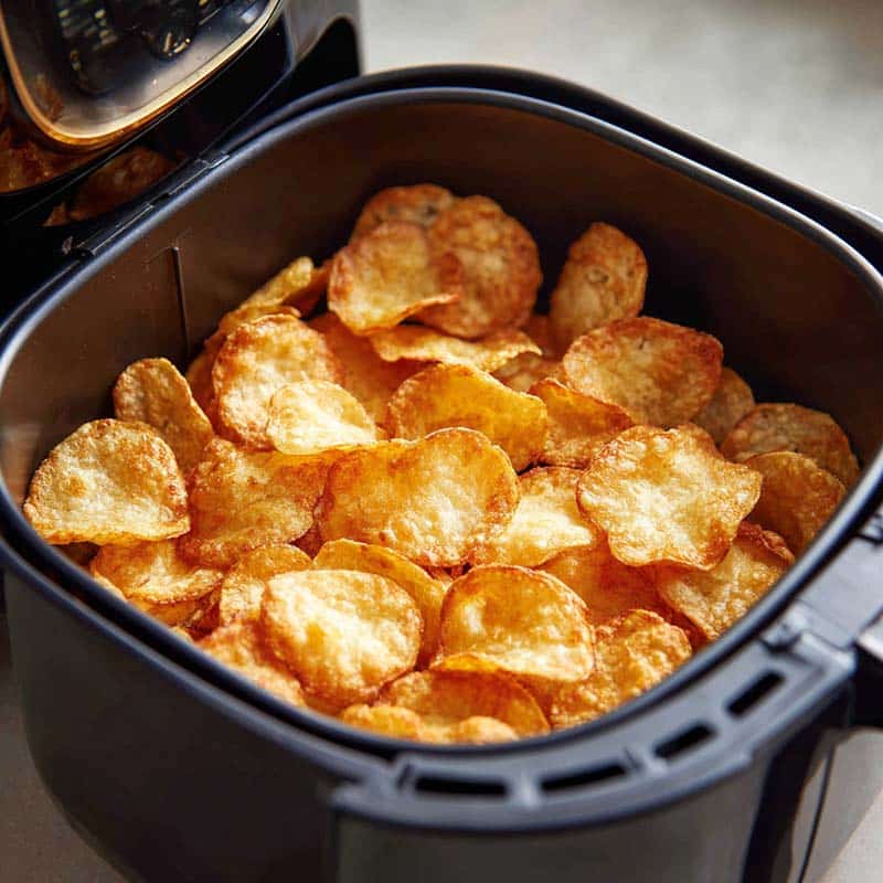 air fryer cottage cheese chips in progress