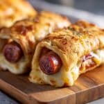 Air fryer grilled cheese hot dogs on cutting board