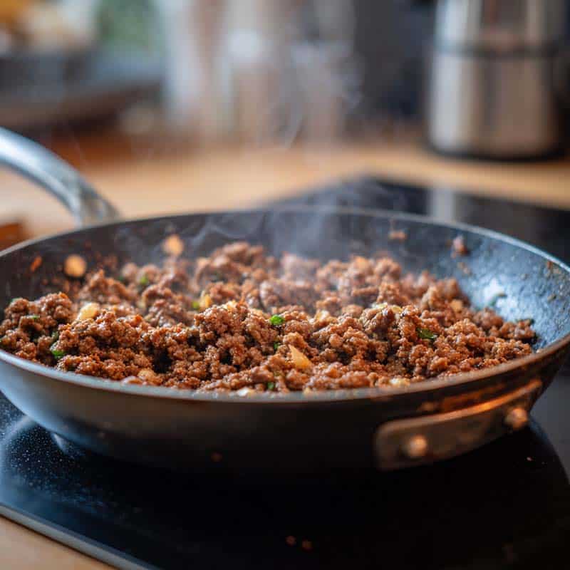 browning ground beef for pasta