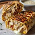 cheesy garlic chicken wrap recipe plated