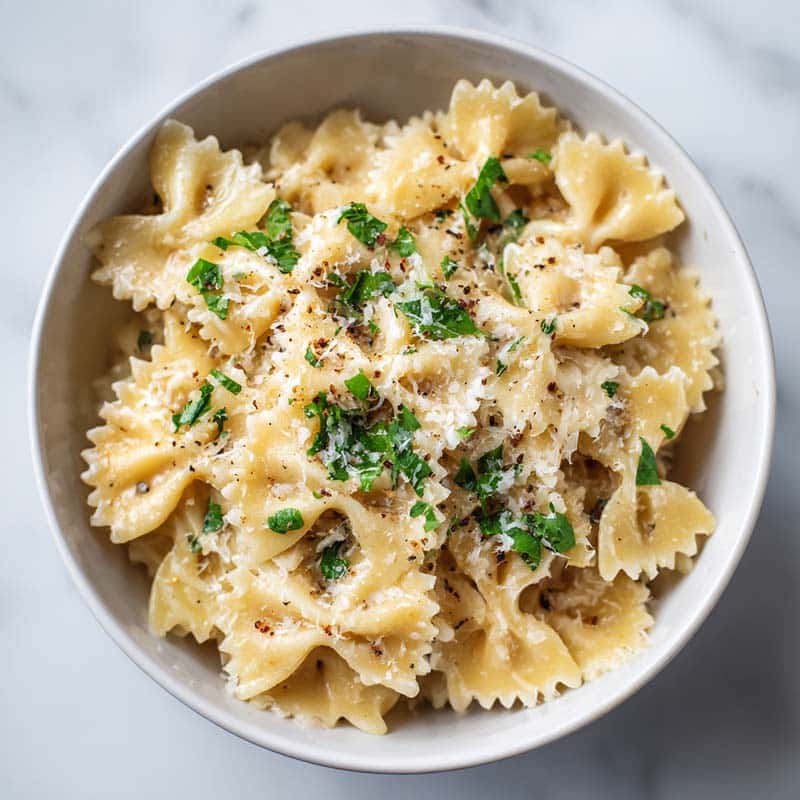 served creamy parmesan beef pasta