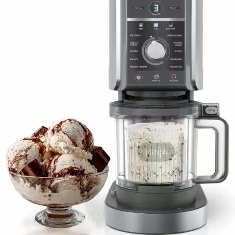 Ninja Creami spinning frozen protein ice cream