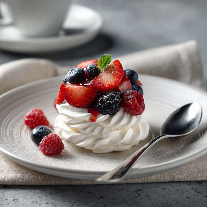 Served fluffy Jello protein dessert with toppings