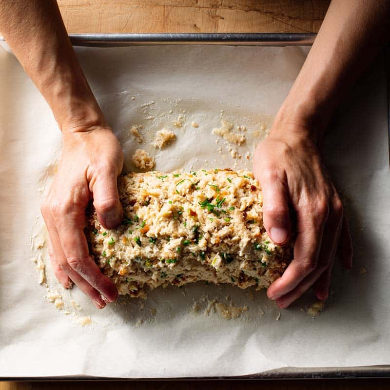 shaping garlic parmesan chicken meatloaf