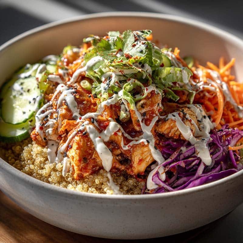 Sweet Chili Chicken Bowl with Coconut Lime Drizzle