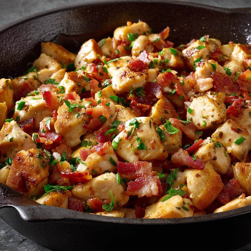 Chicken and bacon cooking for crack chicken penne