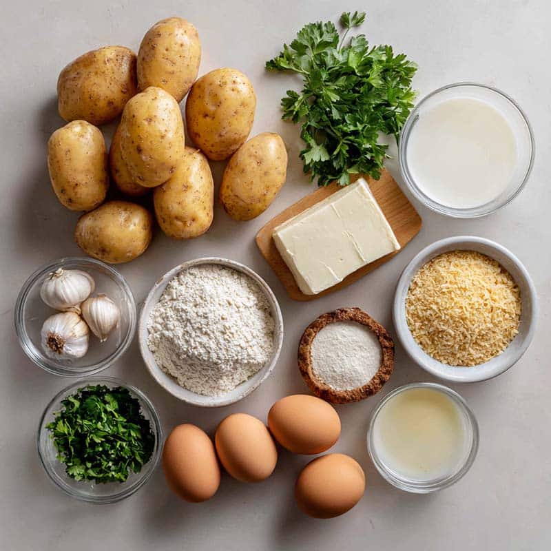 Ingredients for potato mozzarella sticks