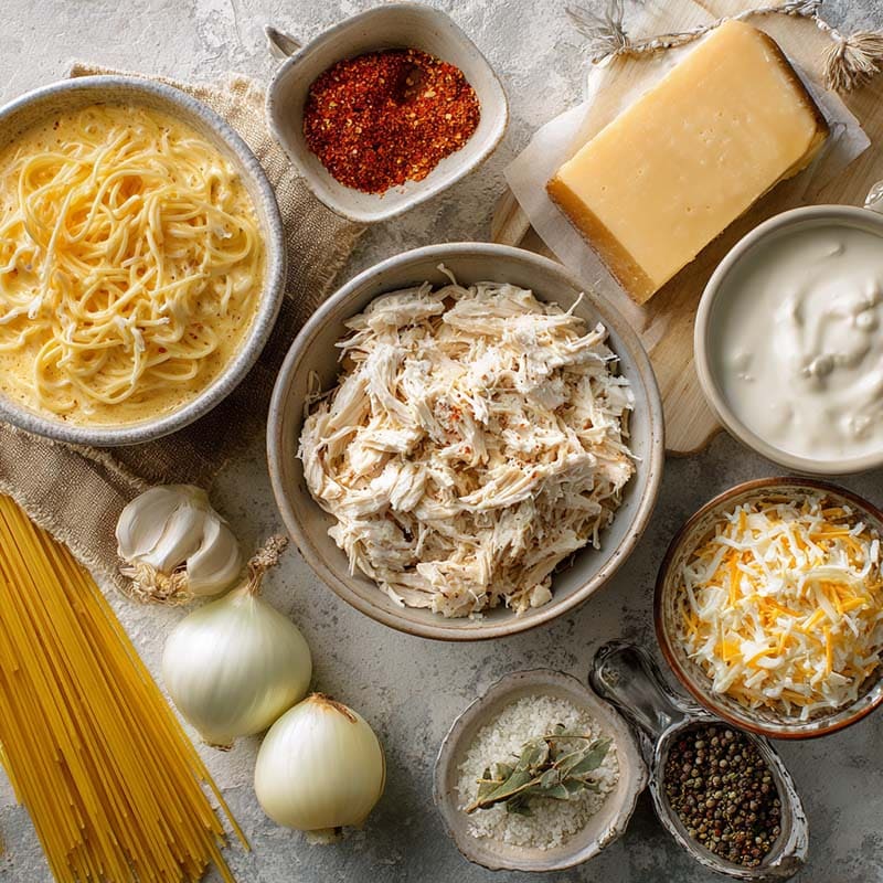 Ingredients for Monterey chicken spaghetti with Rotel