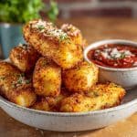 Crispy potato mozzarella sticks with marinara