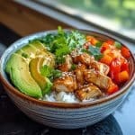 Fully assembled chicken bang bang bowl